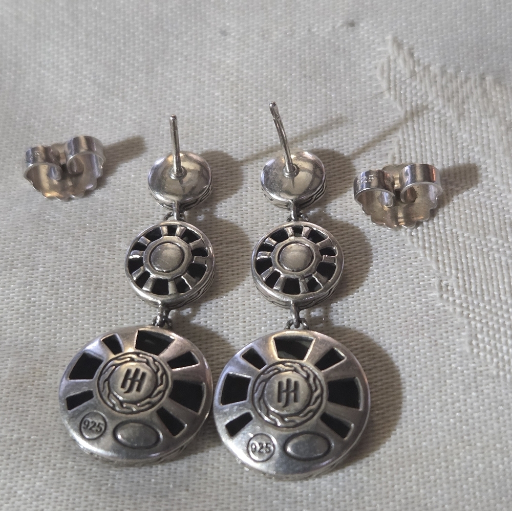 John Hardy Palu Sterling Silver Triple Drop Linear Earrings - Picture 5 of 11